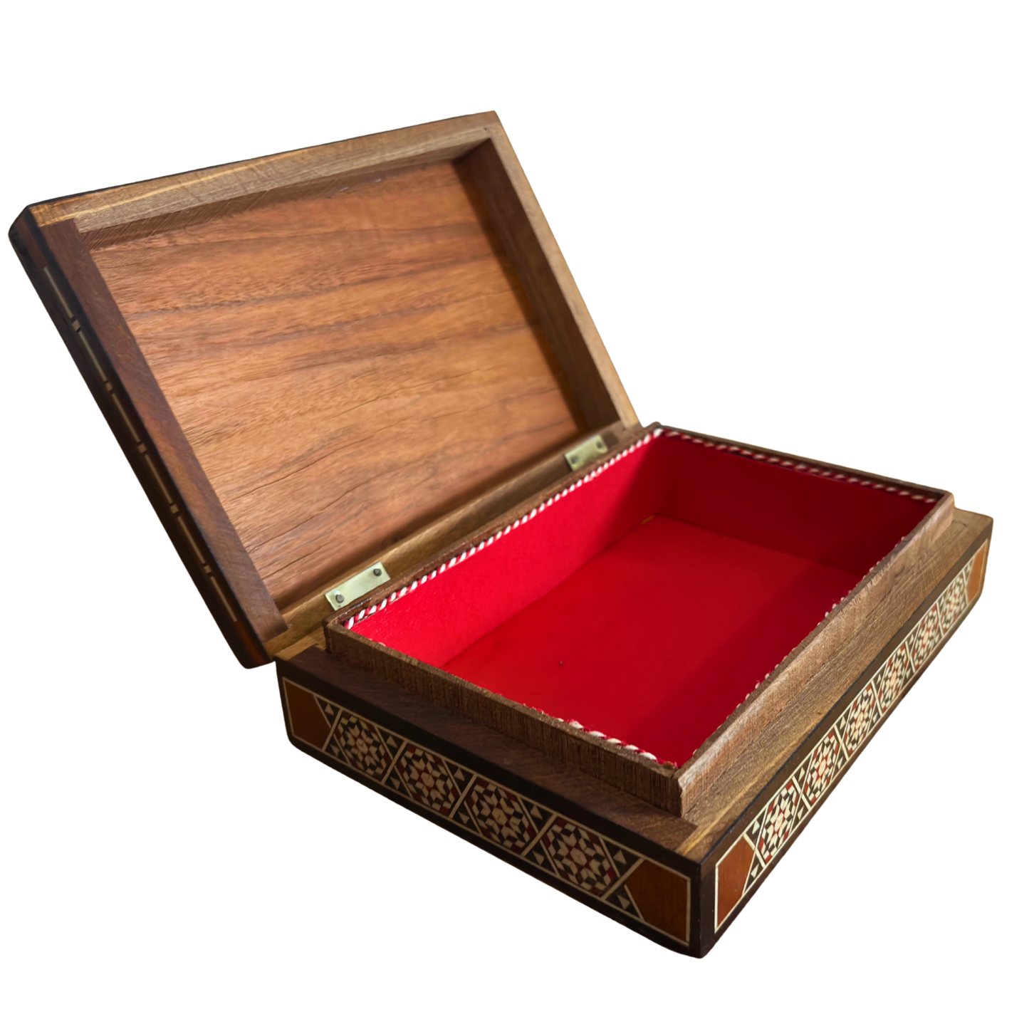 Medium 1970 Vintage Camel Damascene Mosaic Box -Brown-