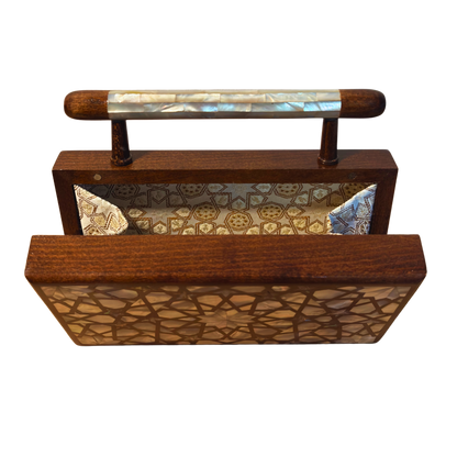 Falak – Luxury Damascene Clutch with Mother of Pearl & Brocade Interior