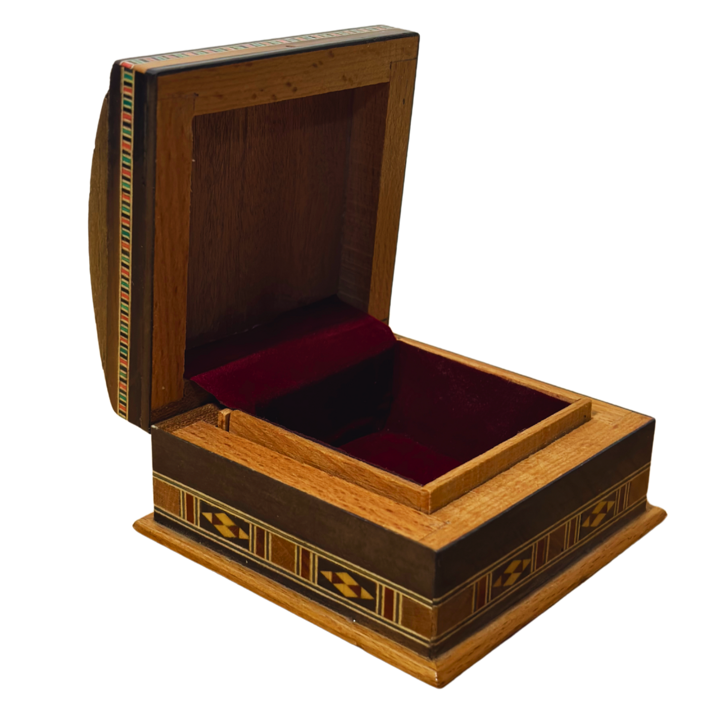 Boîte en Mosaïque Artisanale de Damas – Art Traditionnel & Velours