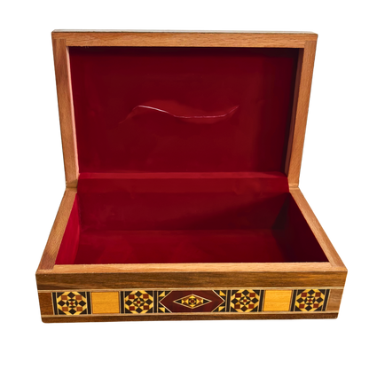 Elegante Porta Fazzoletti Damaschino in Legno – Incastro di Madreperla & Interno in Velluto