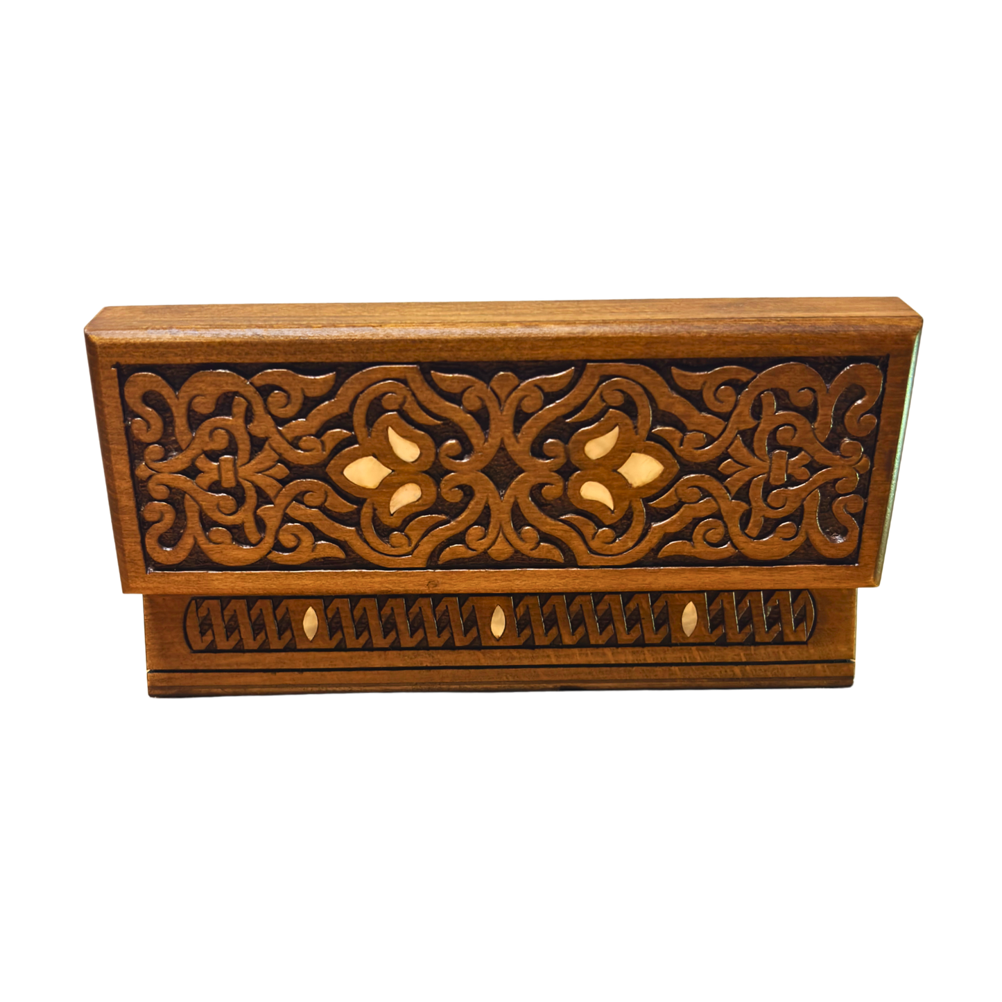 Handcrafted Luxury Carved Box – Mother of Pearl & Velvet Elegance