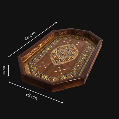 Vassoio Damaschino in Legno – Madreperla & Finitura Noce