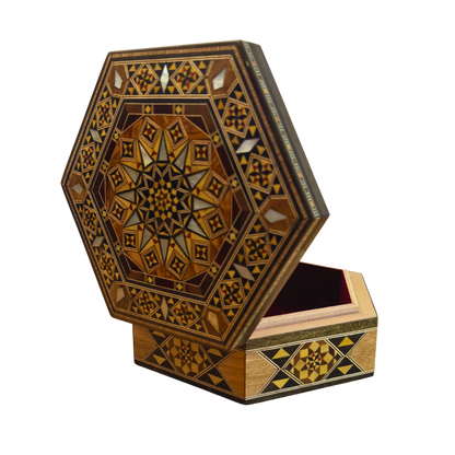 El Yapımı Şam Mozaik Kutusu – Sedef & Kadife Zarafeti