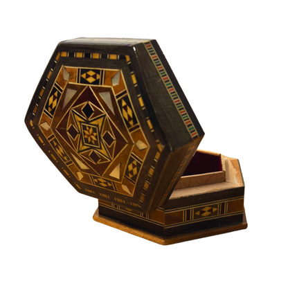 Handgemaakte Mozaïekdoos uit Damascus – Traditionele Kunst & Fluweel