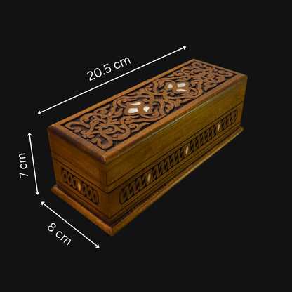 Handcrafted Luxury Carved Box – Mother of Pearl & Velvet Elegance